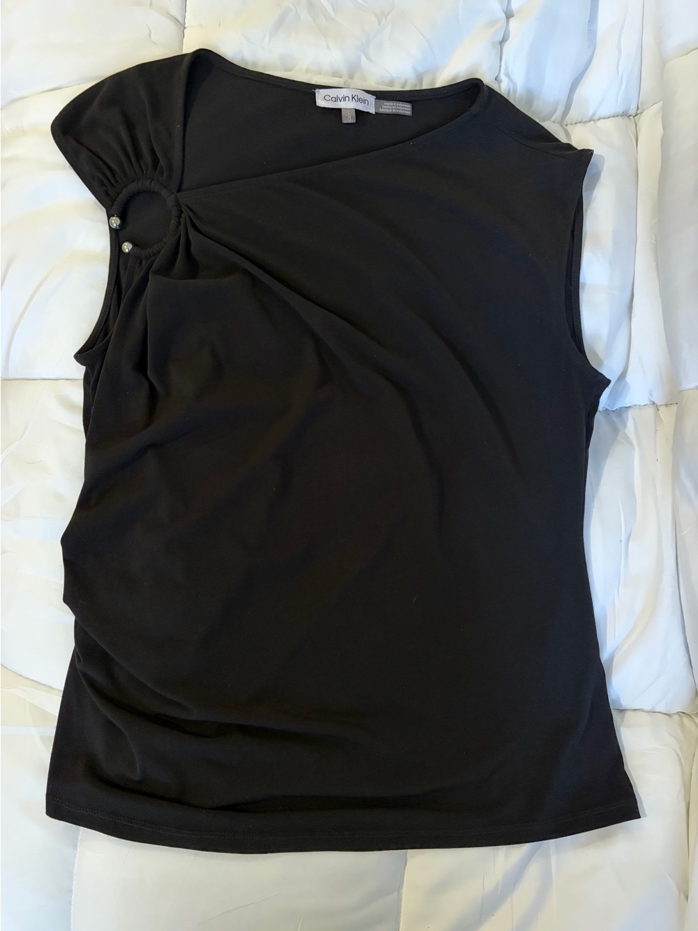 Calvin Klein Black Sleeveless Top with Ring Detail